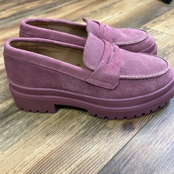 Portland Leather Patina Zoe Chunky Loafers Shoes Foxglove Pink 6 Suede y2k - Picture 2 of 10
